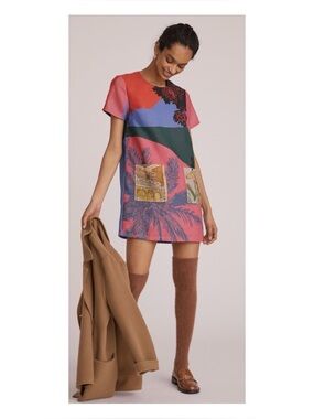 NWOT Anthropologie Geisha Designs Tropical Shift Mini Dress  Size Small